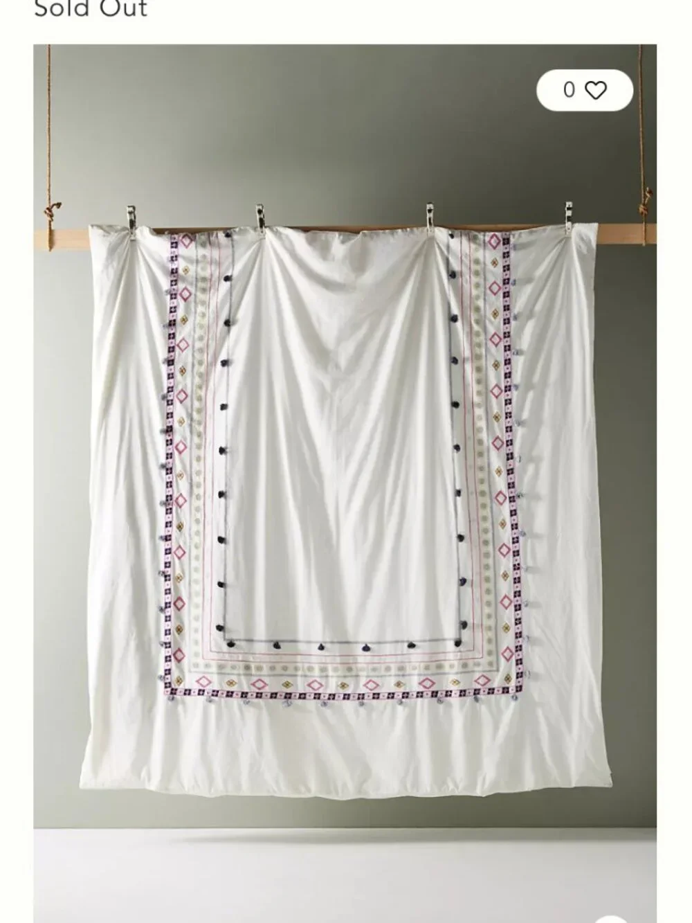 Anthropologie Boho Meramec Embroidered Bedding Set